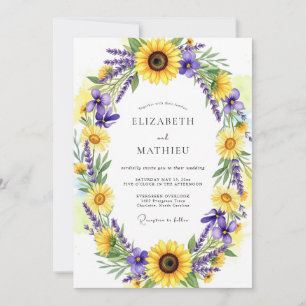 Gelbe Florale Rustikale Hochzeit Einladung