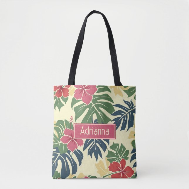 Gelbe florale tropische tasche (Vorderseite)