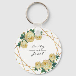 Gelbe florale Wed Eleganter Gold Glitzer Geometris Schlüsselanhänger