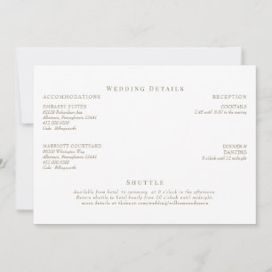 Gelbe Florale Weiße & Goldene Text Hochzeitsdetail Einladung