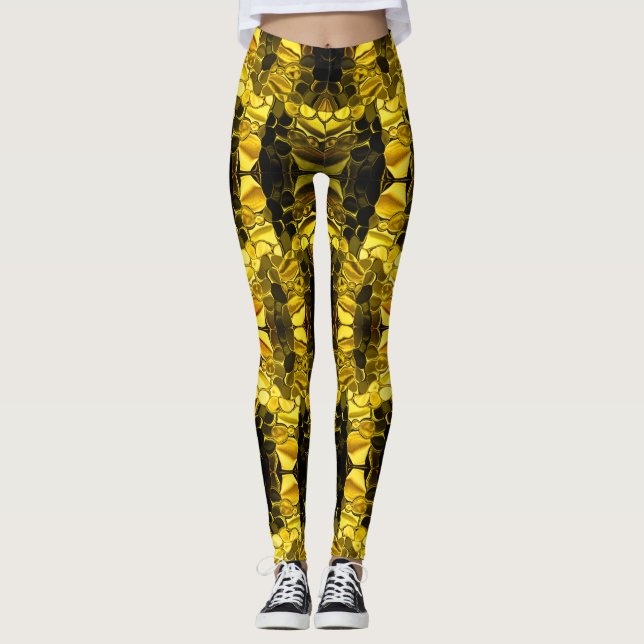 Gelbe Formen und dunkle Tiefe. Leggings (Vorderseite)