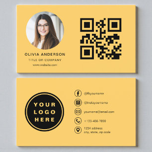 Gelbe Fotografie mit QR-Code Social Media Visitenkarte
