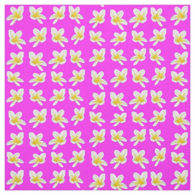 Gelbe Frangipani-Blume in Rosa, Stoff (Muster)