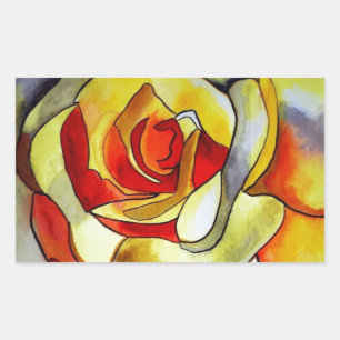 Gelbe Freesia Aquarellfarbe Original Blume Rechteckiger Aufkleber