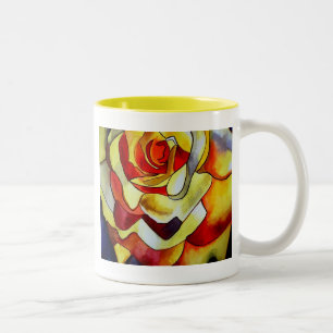 Gelbe Freesia Aquarellfarbe Original Blume Zweifarbige Tasse