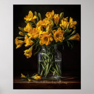 Gelbe Freesia Blume Art Print Poster