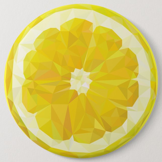 Gelbe, frische saure Zitronenscheibe, modern Button (Vorderseite)