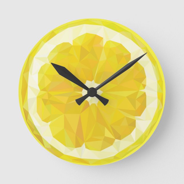 Gelbe, frische saure Zitronenscheibe, modern Runde Wanduhr (Vorderseite)