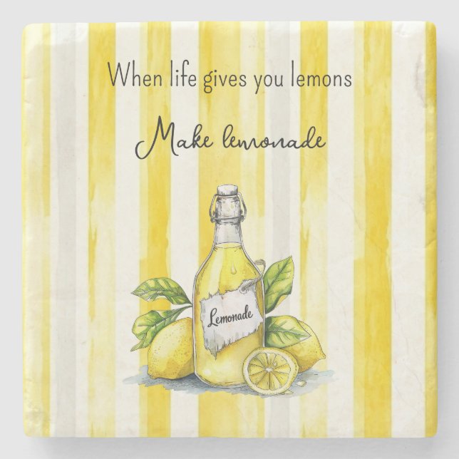 Gelbe Frucht Zitronen Machen Limonade Steinuntersetzer (Vorderseite)