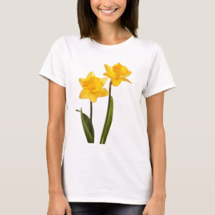 Gelbe Frühlings-Narzissen auf Weiß T-Shirt
