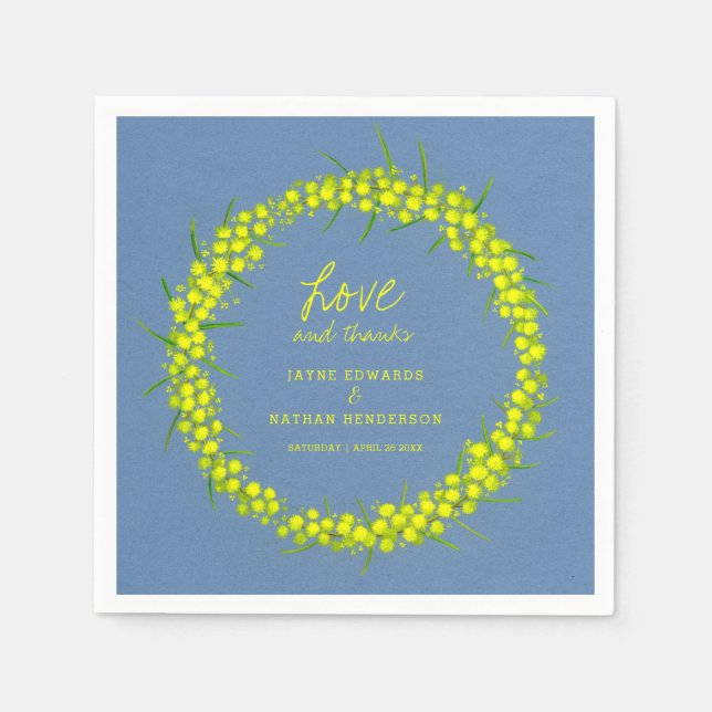 Gelbe Frühlingsblumen Hochzeitsnapkins Serviette (Vorderseite)