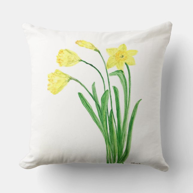 Gelbe Frühlingsblütenfarbe Narzissen Blume Kissen (Vorderseite)