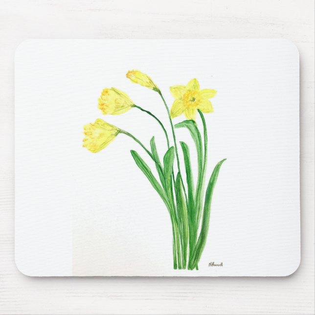 Gelbe Frühlingsblütenfarbe Narzissen Blume Mousepad (Vorne)