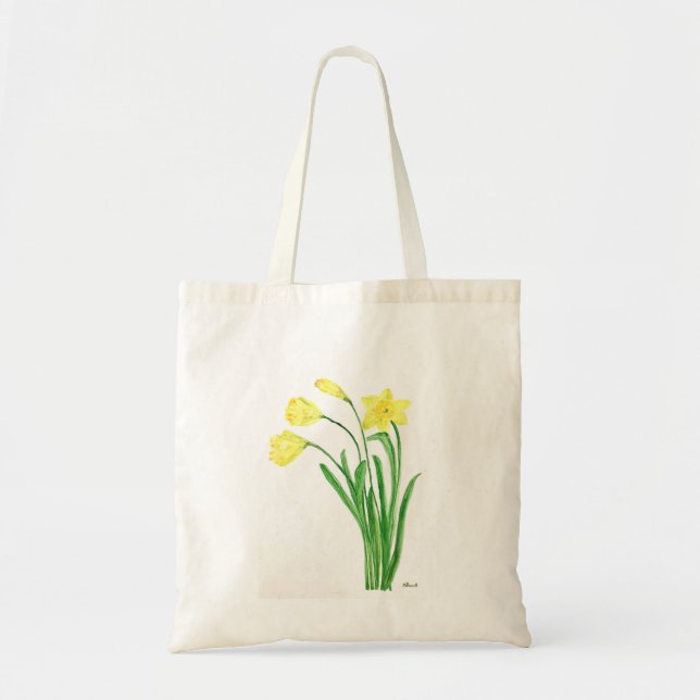 Gelbe Frühlingsblütenfarbe Narzissen Blume Tragetasche (Vorne)