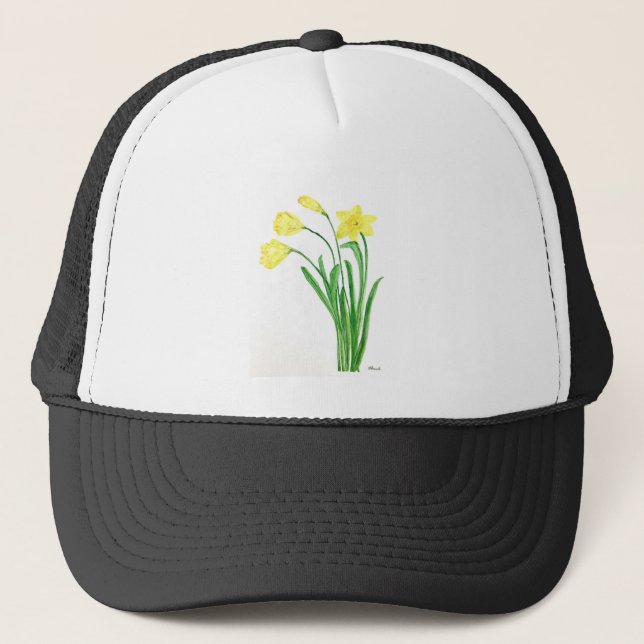 Gelbe Frühlingsblütenfarbe Narzissen Blume Truckerkappe (Vorderseite)