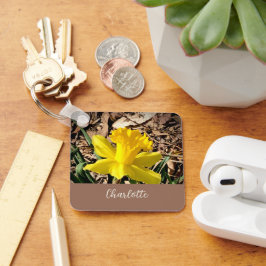 Gelbe Frühlingsdaffodil im Garden-Individuelle Nam Schlüsselanhänger
