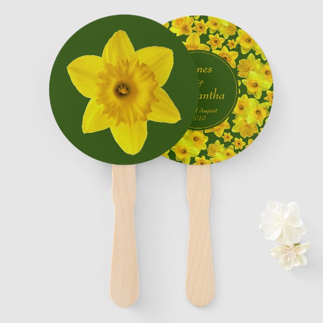 Gelbe Frühlingsdrossel - Hochzeit Fächer (Vorne und Hinten)