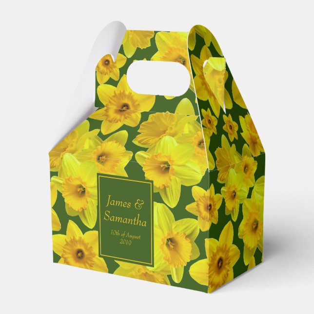 Gelbe Frühlingsdrossel - Hochzeit Geschenkschachtel (Vorderseite)