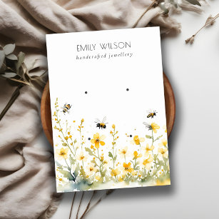 Gelbe Frühlingserie Wildblume Bee 2 Earring Displa Visitenkarte