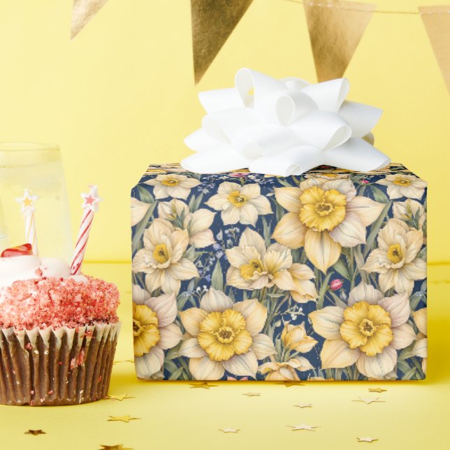 Gelbe Frühlingsnarzissen Geschenkpapier (Geburtstagsparty)