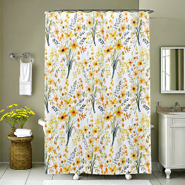 Gelbe Frühlingssonne - Wildblumen Duschvorhang