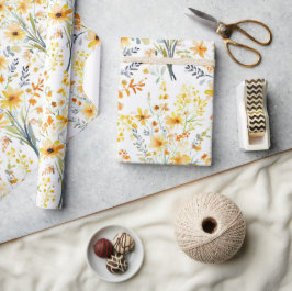 Gelbe Frühlingssonne - Wildblumen Geschenkpapier