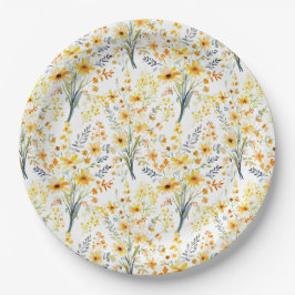Gelbe Frühlingssonne - Wildblumen Pappteller