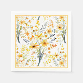 Gelbe Frühlingssonne - Wildblumen Serviette