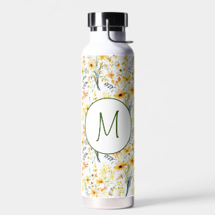 Gelbe Frühlingstraffe Wildblumen, monogramm Trinkflasche