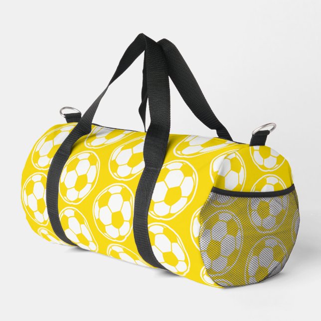 Gelbe Fußballmuster-Schraubengrafik Duffle Bag (Rechte Ecke)