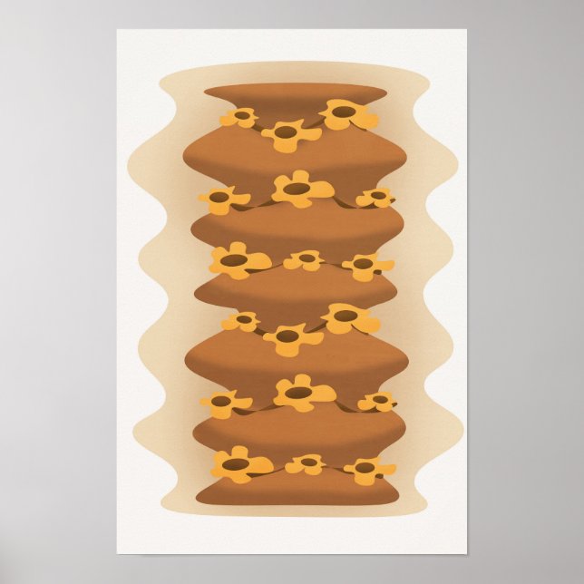 Gelbe Gänge um die braune Vase/abstrakt moderne Poster (Vorne)
