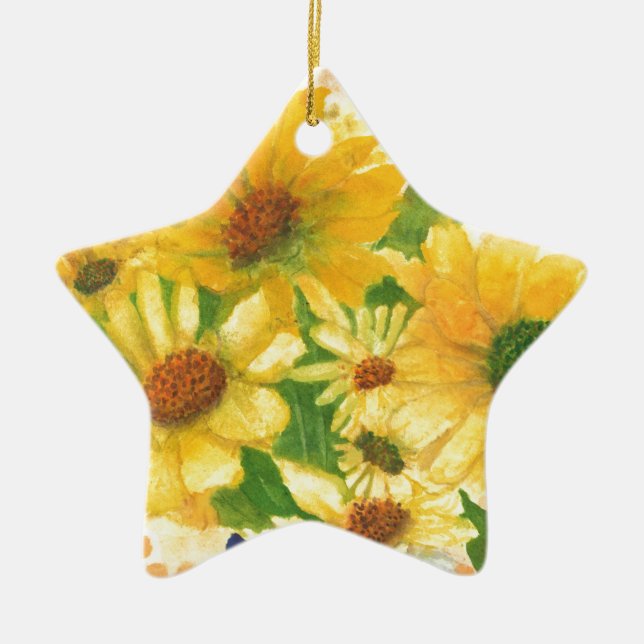 Gelbe Gänseblasen Keramik Ornament (Vorne)