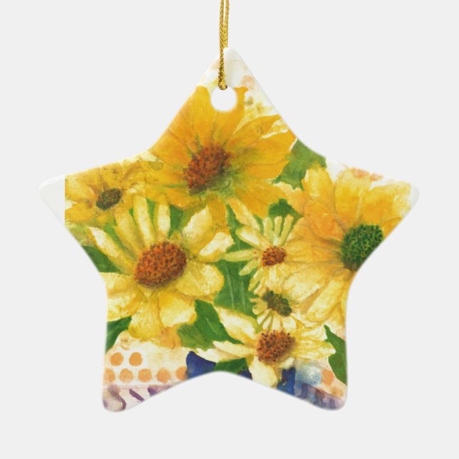 Gelbe Gänseblasen Keramik Ornament (Vorne)