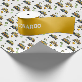 Gelbe Geburtstagsgruß mit Individuelle Name Satinband