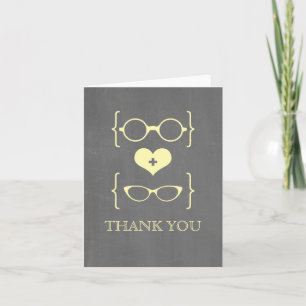 Gelbe geekige Brille Tafel Danke-Karte Dankeskarte