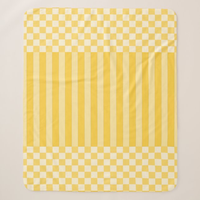 Gelbe geometrische Schachbrett und Streifen Sherpadecke (Vorderseite)