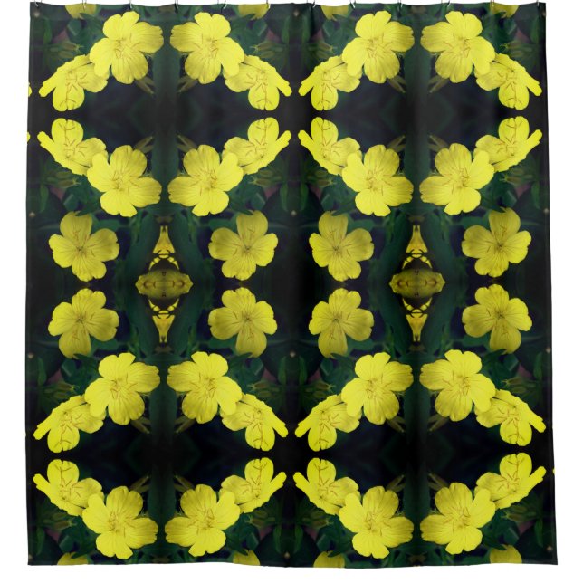 Gelbe Geranine-Blume Abstraktes Muster Duschvorhang (Vorderseite)