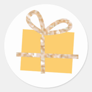 Gelbe Geschenkboxen mit Imitats Gold Ribbon Runder Aufkleber