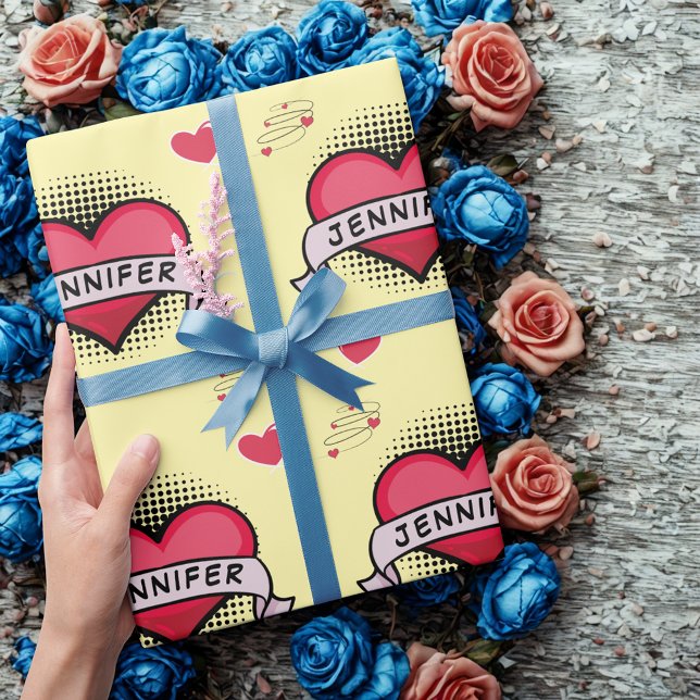 Gelbe Geschenke im Comic nach Maß Geschenkpapier (Von Creator hochgeladen)