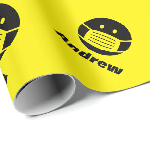 Gelbe Gesichtsmaske, schmierig Emoji-Ikone persona Geschenkpapier