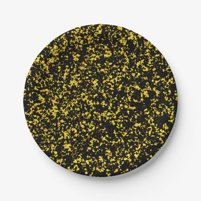 Gelbe gespritzte Farbe  Pappteller (Vorderseite)