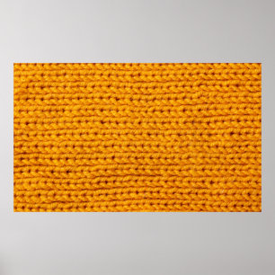 Gelbe gestrickte Wollstruktur Hintergrundmuster wi Poster