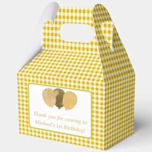 Gelbe Gingham-Balloons Benutzerdefiniertes Foto Ge Geschenkschachtel