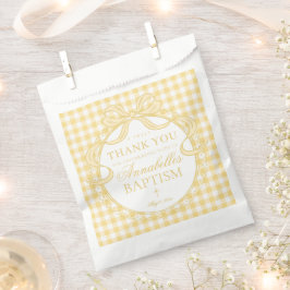 Gelbe Gingham Coquette-Schleife Taufdessert Geschenktütchen