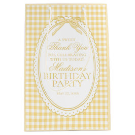 Gelbe Gingham Coquette Schleifen Geburtstagsfeier Mittlere Geschenktüte