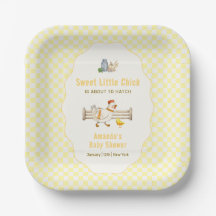 Gelbe Gingham-Farm-Frisch-Hühnchen-Baby-Party 