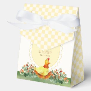 Gelbe Gingham-Farm Kleines Huhn Baby Shower Geschenkschachtel