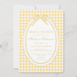 Gelbe Gingham-Kokette-Bow-Bridal-Shower Einladung