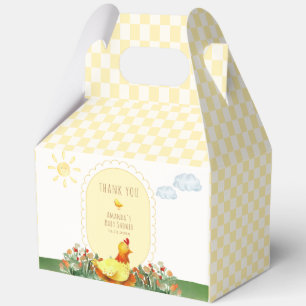 Gelbe Gingham-Launen-Hühner-Baby-Party Geschenkschachtel