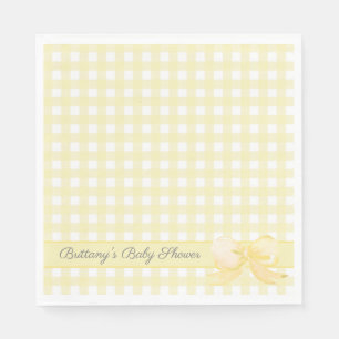 Gelbe Gingham-mit-Schleife-Baby-Shower-Servietten Serviette